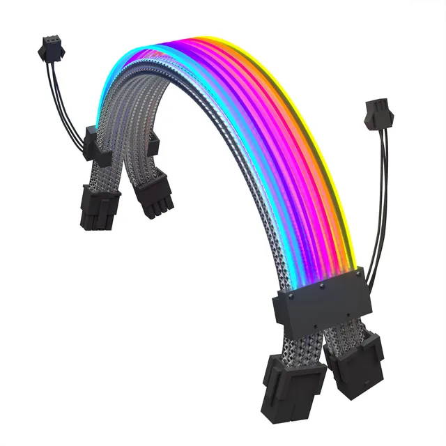 Cable Extensión Argb Iceberg Doble 8 Pin Gpu Negro 2x(6+2)