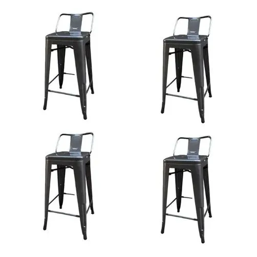 Banqueta Medio Respaldo 65 Cm Gris Grafito X4 Unidades      