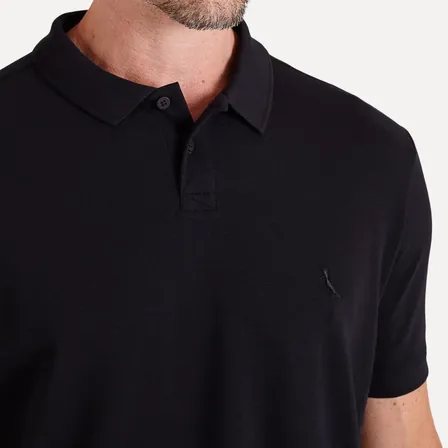 Camisa Polo Reserva Piquet Masculina Algodão Logo Bordado Preto Lisa M