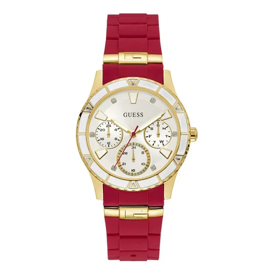 Reloj De Silicona Resistente A Manchas, Color Rojo Y Dorado,