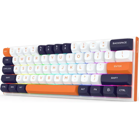 Teclado Mecánico Redragon Fidd K683 Color Blanco Naranja Negro Led Rgb Switches Magneticos 8khz Polling Rate 60% Usb