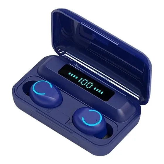 Auriculares In-ear Inalámbricos Mresxserm Bluetooth F9-5 F9-5 Azul Oscuro Con Luz Azul Led