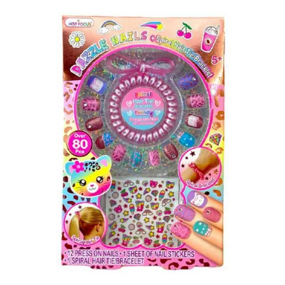 Set Uñas Postizas Para Niñas. Estilo Leopardo
