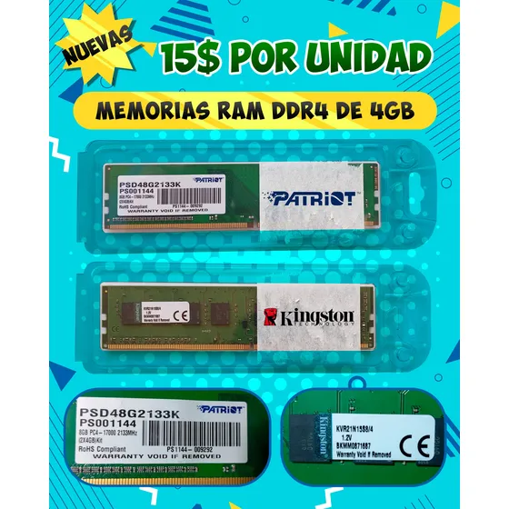 2 Memorias Ram Ddr4 De 4 Gb Para Pc