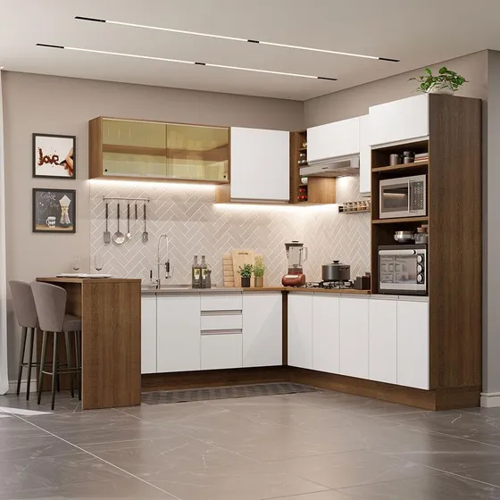 Madesa Gabinete Cocina Esquinero 504cm Glamy Rústico/blanco