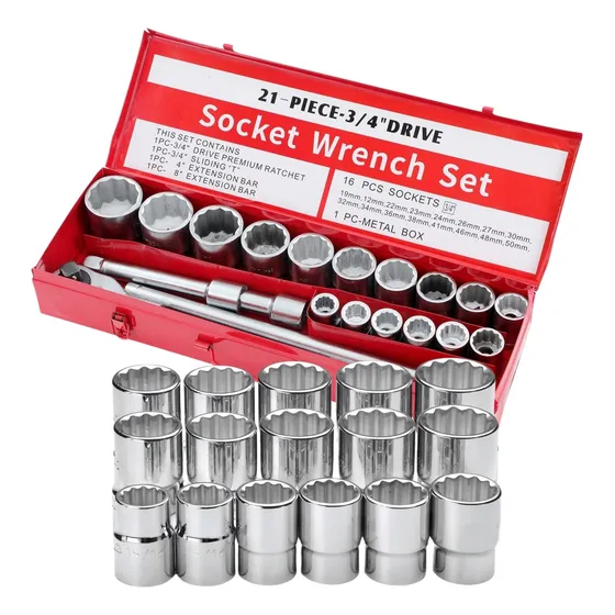 Juego Caja Set Dados 3/4 Profesional 21 Piezas Camion Auto