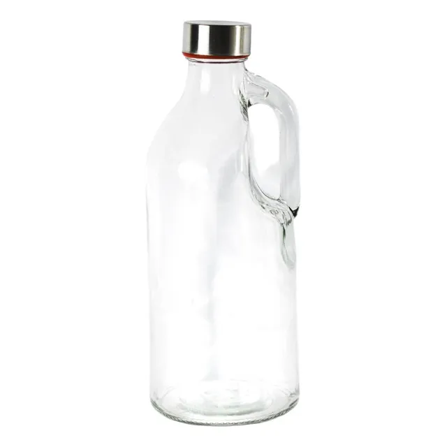 Botella Vidrio Con Asa 1 Litro  Diseño Liso Redondo