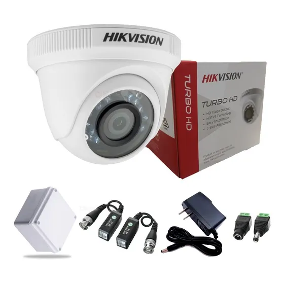 Cámara Domo Hikvision Turbo 4 Hd 1080p 2mp + Balum + Fuente