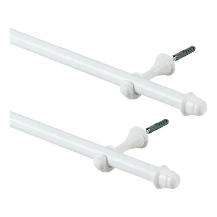 Kit Completo Varão Simples 2 Metros 19mm Para Cortina Cor Branco