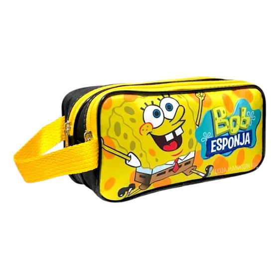 Estojo Escolar Duplo Bob Esponja Calça Quadrada Desenho