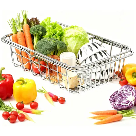 Escorredor Aço Inox Es-s 12 Pratos Extensível Para Pia Prateado L Size