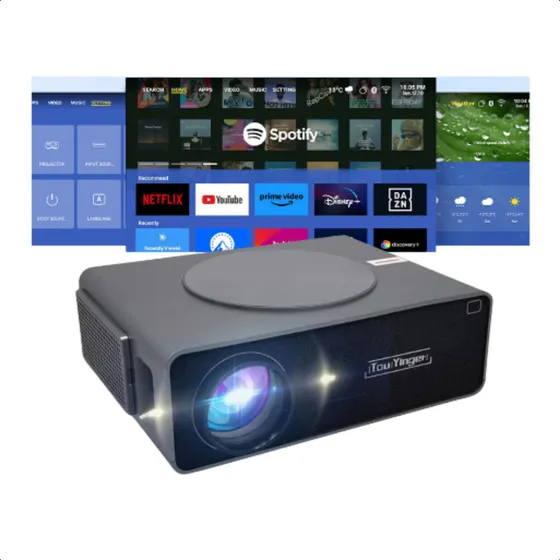 Projetor Touyinger Q10w+ 13000 Lúmens 1080p Android Bt. Wifi Cor Cinza-escuro