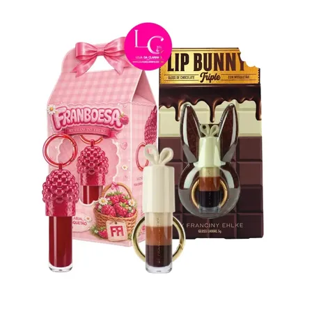 Kit Gloss Framboesa e Lip Gloss Triplo Chocolate Franciny Loja da Clarinha