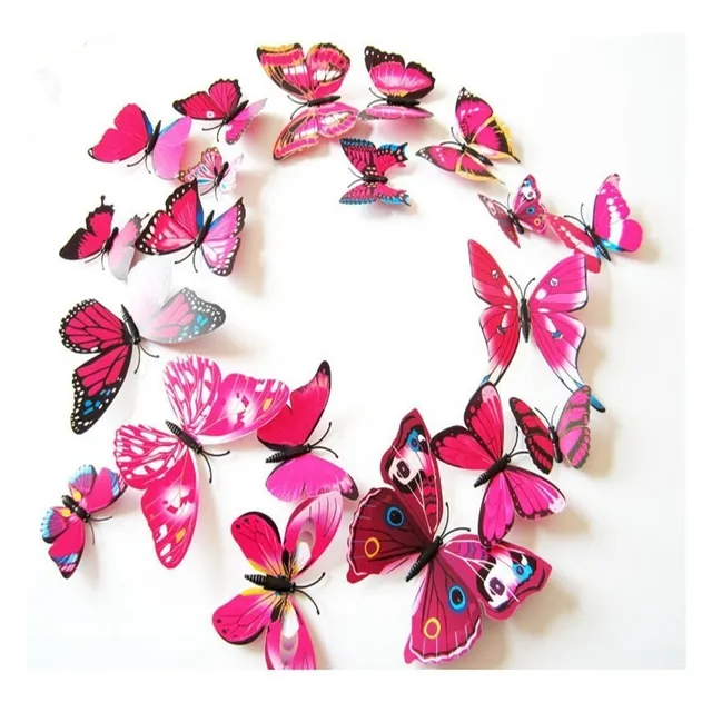 Set 12pc Mariposas Rosadaso Imanes Stickers Para Casa Pared