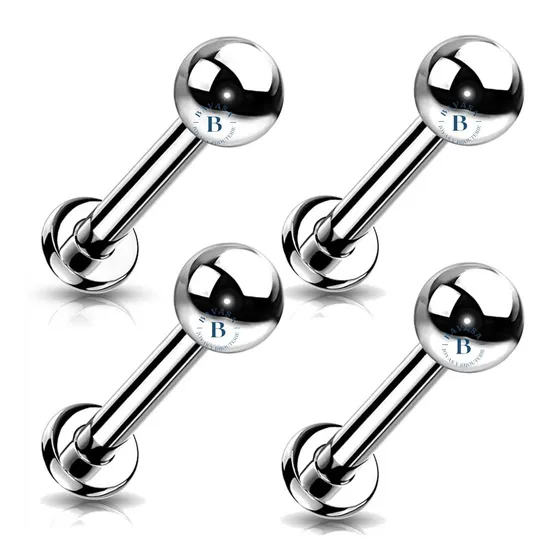 4 Piercing Labret De Titanio Bolita Calidad Implante Arito