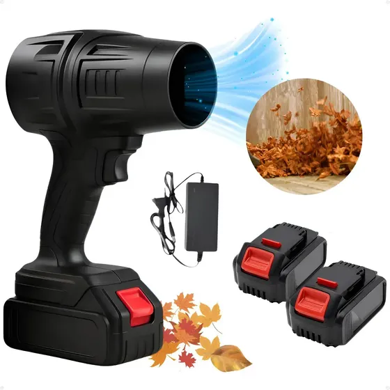 Soprador de Folhas e Pó Turbo Portátil sem Fio 48V com 2 Baterias e Carregador para Jardim e Garagem