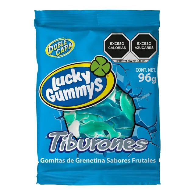 Lucky Gummys Tiburones Gomitas de Grenetina Frutales 96g