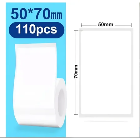 Etiqueta Adesiva Térmica Niimbot 50x70mm Rolo 110 Etiquetas