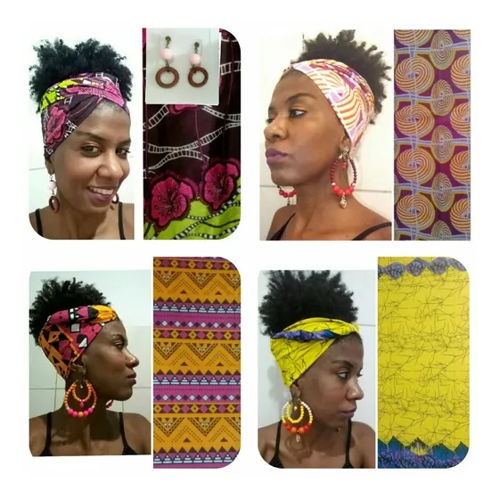 Kit 6  Turbante Atacado Lenco Faixa Africana Ankara Capulana
