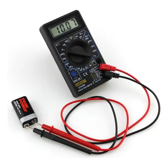 Tester Multimetro Digital Lcd  Amarillo Con Cables 
