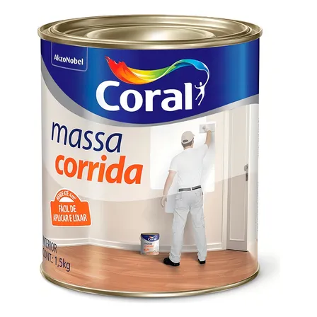 Massa Corrida Pva 1,5kg Branco Fosco Coral