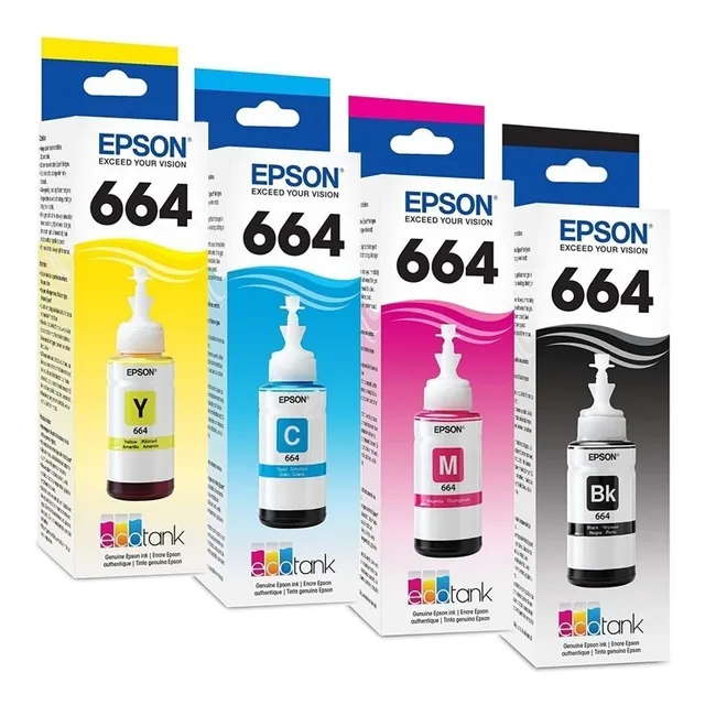 Pack 4 Tintas Epson T664 Kit Negro Cian Magenta Y Amarillo