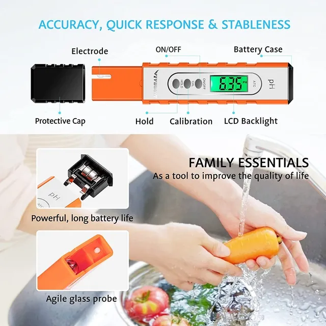 Medidor Ph Metro Digital Portatil Atc Doble Decimal Tester