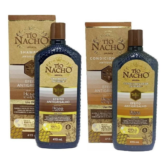 Kit Shampoo E Condicionador Antigrisalho 415ml Tio Nacho Kit Shampoo E Condicionador Antigrisalho 415ml Tio Nacho