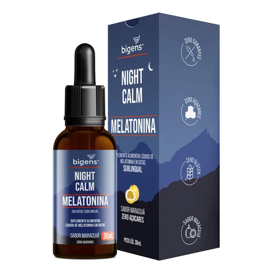 Melatonina Em Gotas Para Noites Mais Tranquilas - 30ml, Sabor Maracujá | Bigens