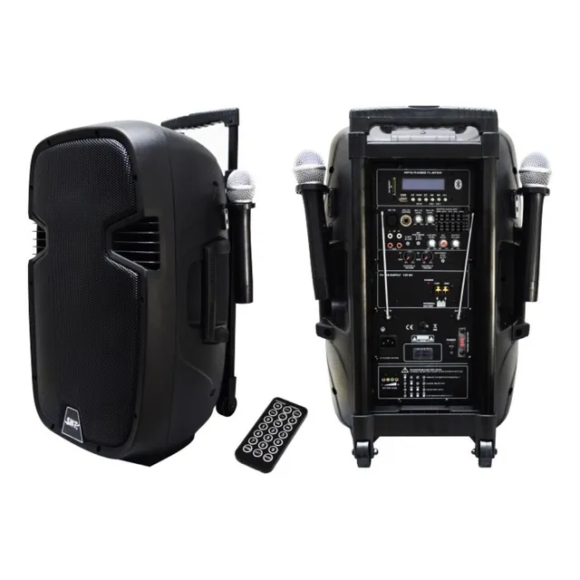 Bocina Amplificada 1200w Recargable 2 Microfonos Inalambrico