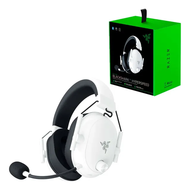 Diadema Razer Blackshark V2 Hyperspeed Wireless White Color Blanco Luz Ninguna