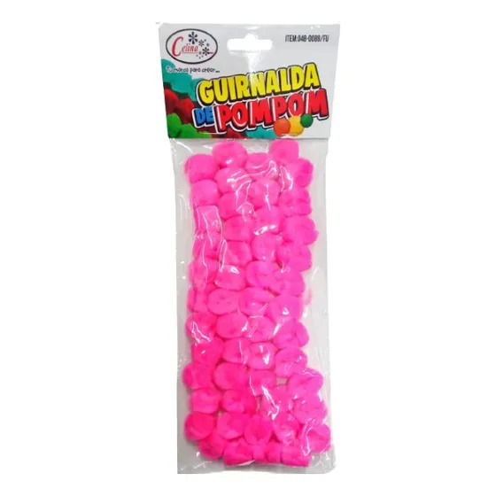 Bolitas Suaves Lana Guirnalda 25mmx1mt Fucsia 048-0089/fu