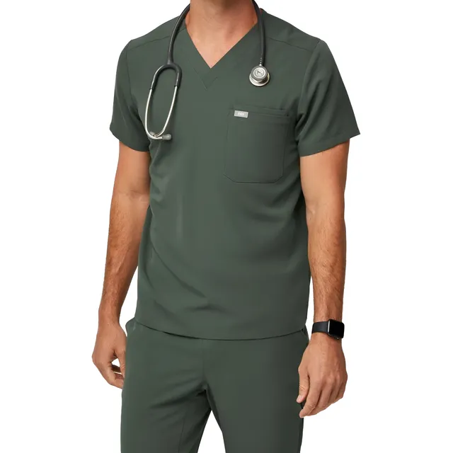 Uniforme Médico Scrub + Jogger Verde Oscuro Para Hombre Figs