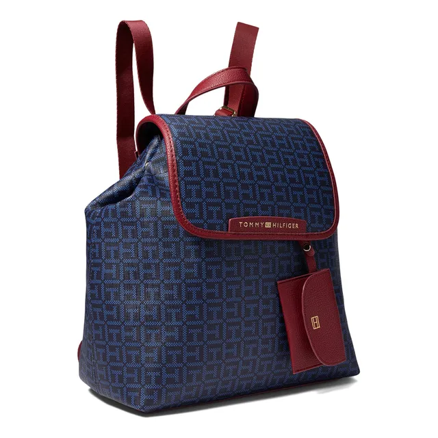 Mochila Solapa Monograma Cuadrado Revestido Tommy Navy Blue