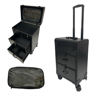 Neceser Negro Cosmetiquera Maquillaje Carrito Maletín Bolsa Neceser Negro Cosmetiquera Maquillaje Carrito Maletín Bolsa