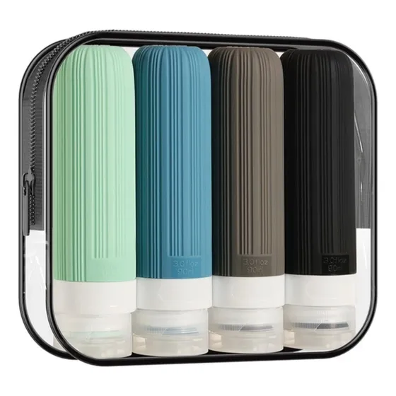 Neceser Para Viaje Set De Botellas Contenedores Silicona 90