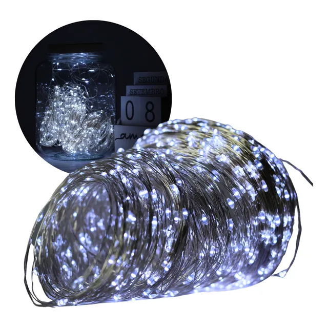 Fio De Fada Prata 120m Decoração Natal 1200 Leds Luz Fria