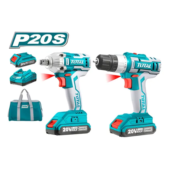 Kit Total 20v Atornillador Impacto 1/4 + Taladro, 2 Baterías