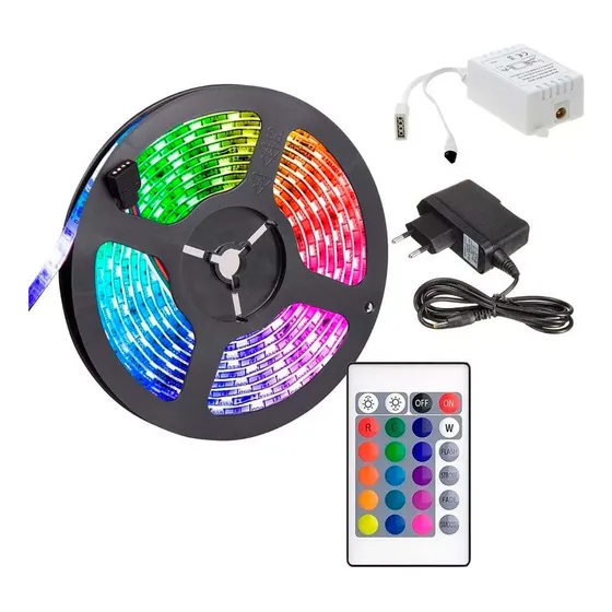 Cinta Tira Led Rgb 5m Con Transformador + Control