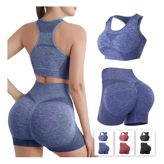 Short Levanta Gluteos+bra Conjunto Licra Deportivo Gym Mujer