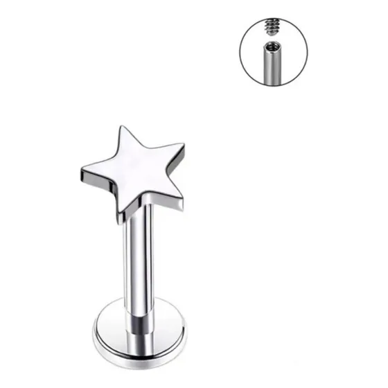 Piercing Labret Estrella Lbesac Acero Quirurgico 316l 1 Und