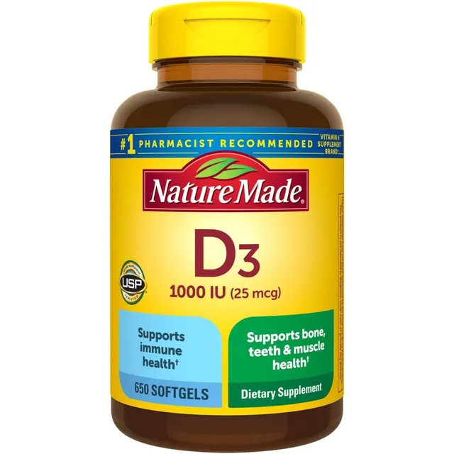 Nature Made D3 1000 Iu 650 Softgels Capsulas Blandas Usa