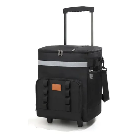 Hielera Portátil Con Ruedas 35l Bolsa Térmica Plegable. Color Negro