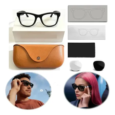 Gafas Inteligentes Ai 13mp Cámara Bluetooth Llamadas Traducc Grabación con estabilización de imagen + Estuche de carga inteligente