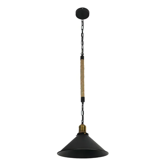 Lámpara Colgante Rústica Con Soquete Dorado Vintage / Hb Led Color Negro