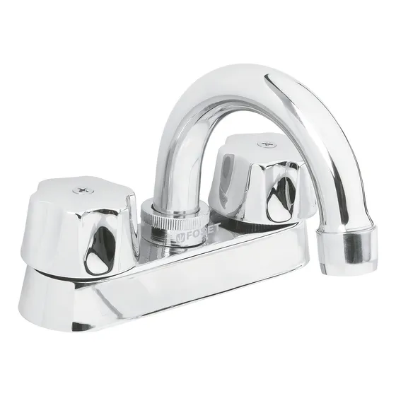 Mezcladora Lavabo M-050-C Cuello Curvo Compresión Foset 49589 Acabado Cromado Color Plateado Truper