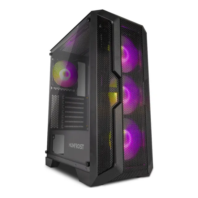 Gabinete Munfrost Luft Argb Cristal Templado Atx Control Color Negro