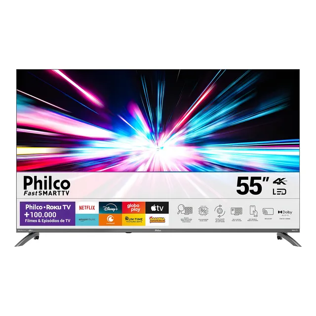 Smart Tv 55 Philco 4k Uhd Led Roku Tv Dolby Audio P55cra