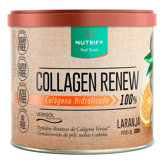 Suplemento en pó Nutrify Colágeno Renew Colágeno sabor laranja x 300g