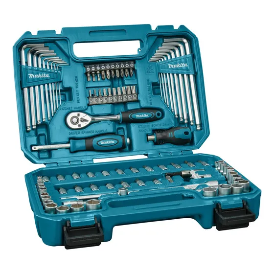 Juego Tubo + Puntas + Laves Enc. 1/4 91 Pz Makita E-15752 Color Azul Petróleo
